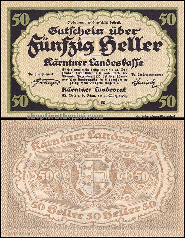 Áo - Austria 50 Heller 1920 UNC
